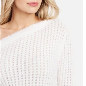 Bebe open knit sweater, off shoulder